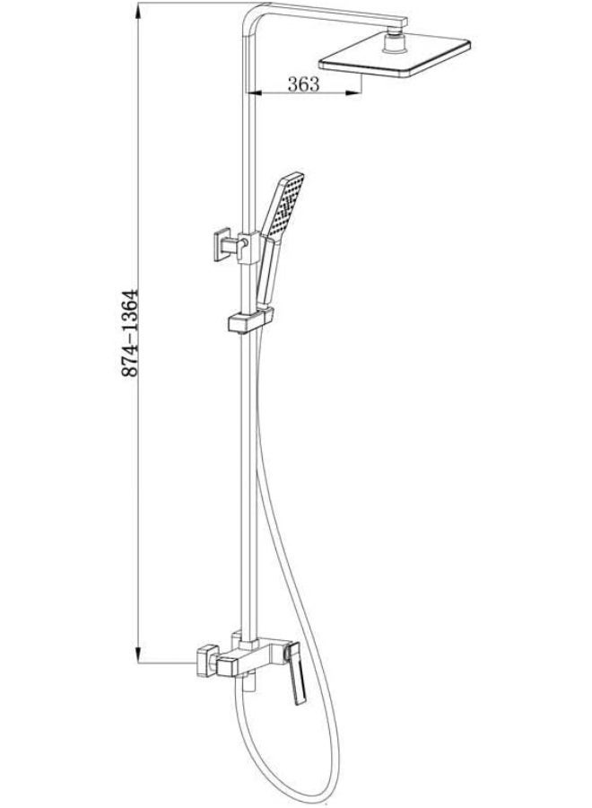 المفتاحة طقم كامل لعمود دش مطري فاخر - نظام دش مطري مثبت على الحائط بطلاء ذهبي مطفي | خلاط دش متوازن الضغط مصنوع من النحاس الصلب مع دش يدوي قابل للتعديل للحمامات العصرية - Image 2